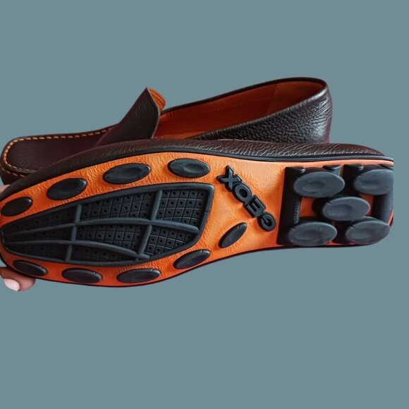 Geox Respira Mens Slip-On Shoes With Orange Stitching Dark Brown size 44 - Picture 7 of 12